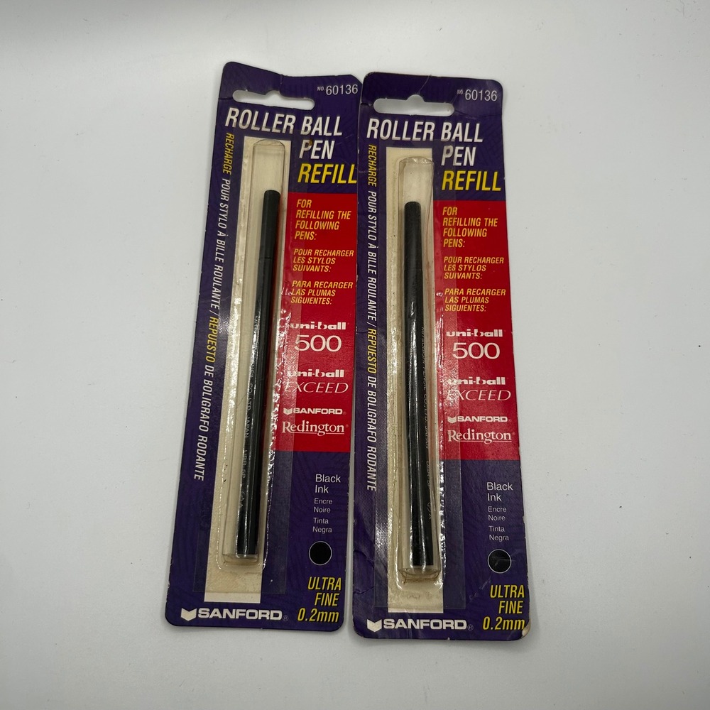 Sanford Uni-ball Roller Ball Pen Refill 2pk Black Ultra Fine 0.2mm 60136 Vintage